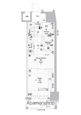 PREMIUM CUBE 亀戸(1DK/6階)の間取り写真