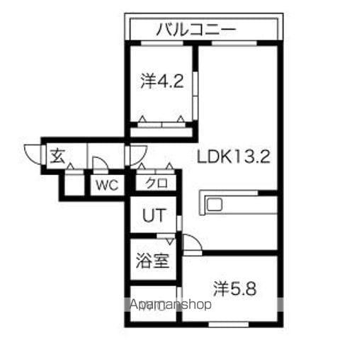 PATIO北19(2LDK/3階)の間取り写真