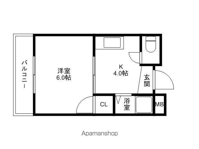 パークサイド(1DK/4階)の間取り写真