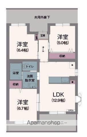 エクセルシオール(3LDK/4階)の間取り写真