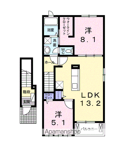 イーストワンハルズ(2LDK/2階)の間取り写真