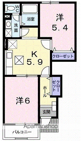 マルグリットⅠ(2DK/1階)の間取り写真