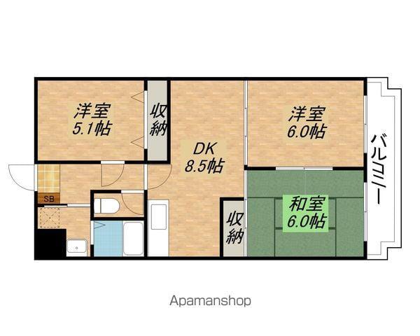 ヴィラ・アンドゥミル(3DK/2階)の間取り写真