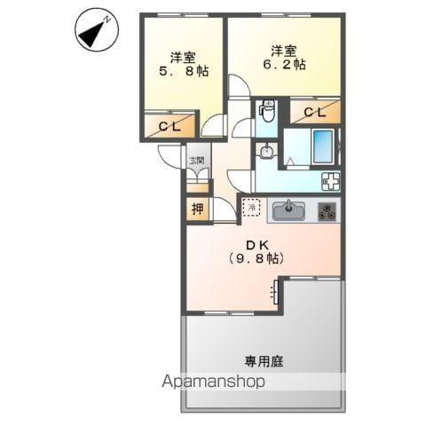 グランド・ビュ-(2DK/1階)の間取り写真