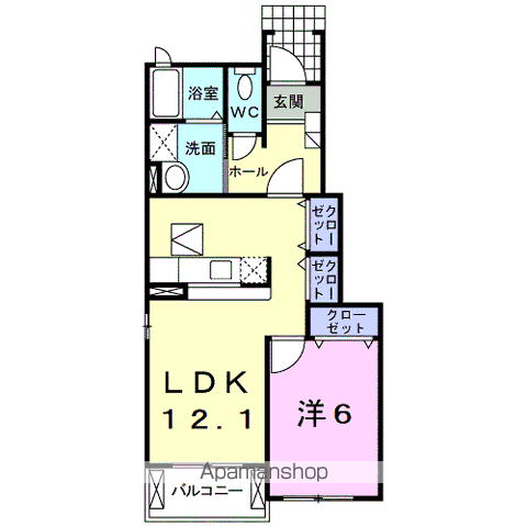 インフォローズA(1LDK/1階)の間取り写真