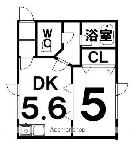 ケイホクハイツB(1DK/2階)の間取り写真