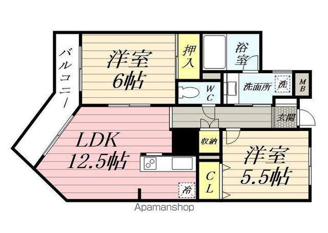 グレース新松戸Ⅰ(2LDK/3階)の間取り写真