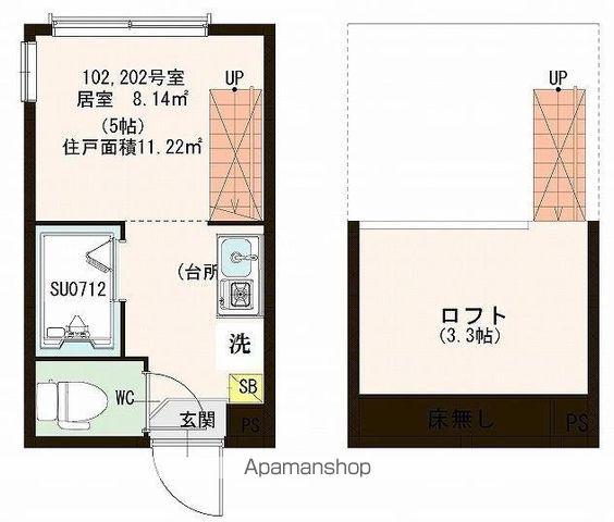 ハーモニーテラスHT矢向(ワンルーム/1階)の間取り写真
