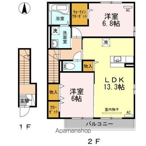 プルミエ ラムールI(2LDK/2階)の間取り写真