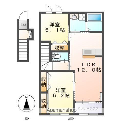 ストーク西発B(2LDK/2階)の間取り写真