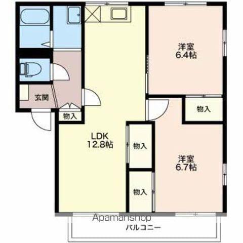 フレグランスアイデイル A棟(2LDK/1階)の間取り写真