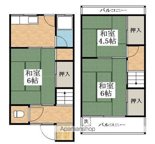 近鉄南大阪線 河内天美駅 徒歩13分 2階建 築57年(3DK)の間取り写真