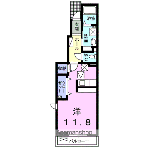 ベルサピーⅤ(ワンルーム/1階)の間取り写真