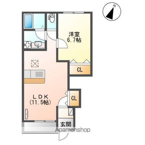 サンフィット北野Ⅲ(1LDK/1階)の間取り写真