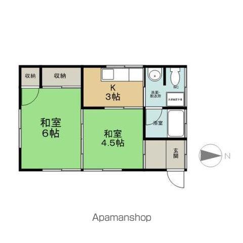 東北本線 古河駅 徒歩180分 1階建 築46年(2K)の間取り写真
