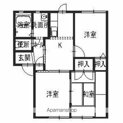 フレグランス小川 A棟(3K/1階)の間取り写真