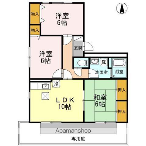 バティール西小森野 A棟(3LDK/1階)の間取り写真