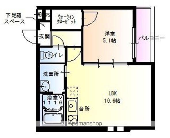 フジパレス湊3番館(1LDK/3階)の間取り写真