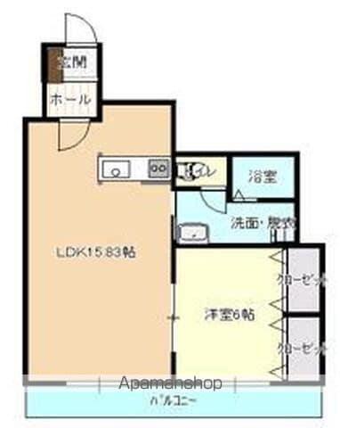 TOKIWA13ビル(1LDK/6階)の間取り写真