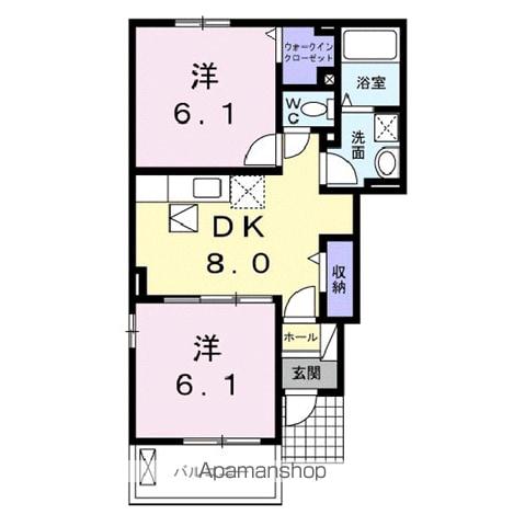 コーポサンスカイB(2DK/1階)の間取り写真