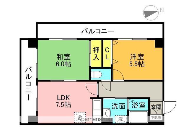 ソレイユ高宮(2DK/3階)の間取り写真