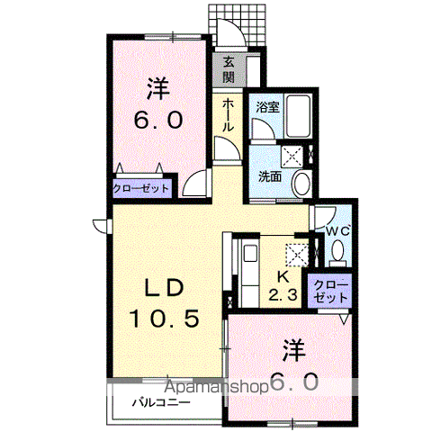 キャトルセゾンC(2LDK/1階)の間取り写真