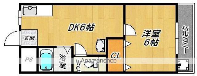 グランドール住吉(1DK/4階)の間取り写真