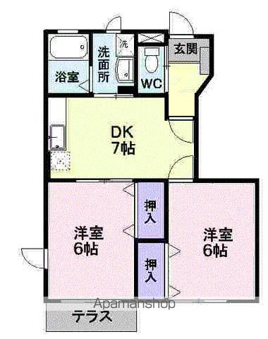 オランダ村E(2DK/1階)の間取り写真