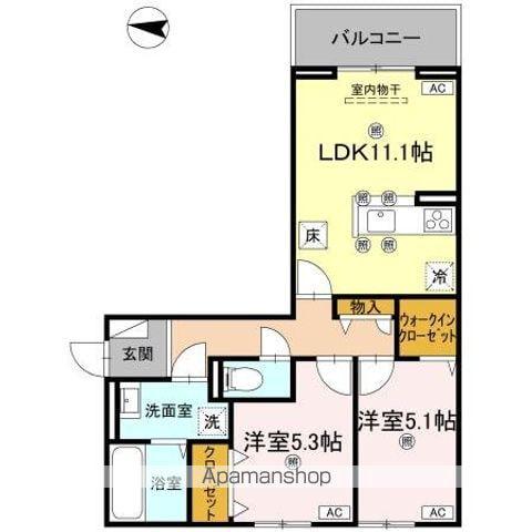 グラシア春日(2LDK/1階)の間取り写真