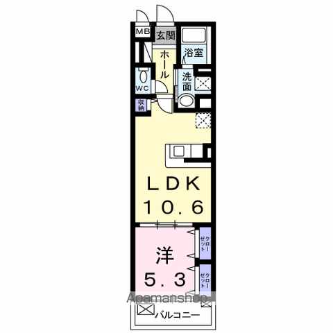 Kヴェスト(1LDK/5階)の間取り写真