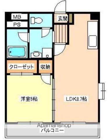 K・Tビル(1LDK/2階)の間取り写真