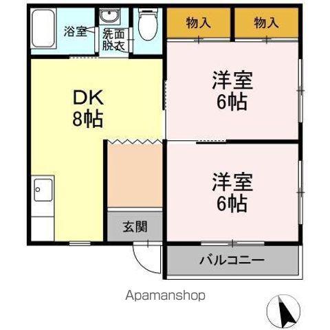 ヴェル中迫(2DK/2階)の間取り写真
