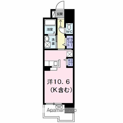 グランクリュ佐古 イースト(1K/10階)の間取り写真