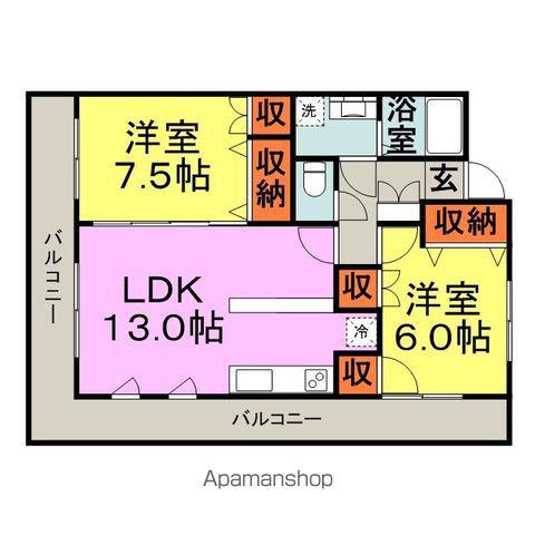 エミューズコートⅡ(2LDK/4階)の間取り写真