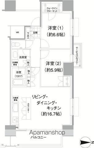 イストワール(2LDK/4階)の間取り写真