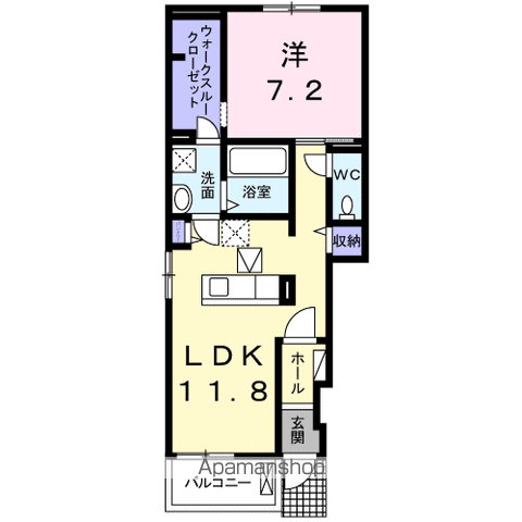 クレアージュ Ⅲ(1LDK/1階)の間取り写真