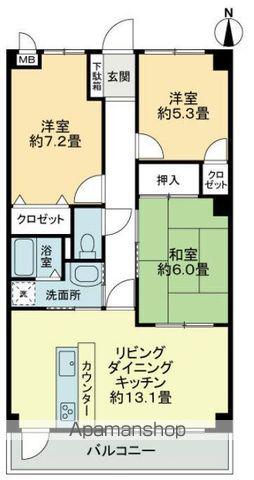 フィネス秀(3LDK/3階)の間取り写真