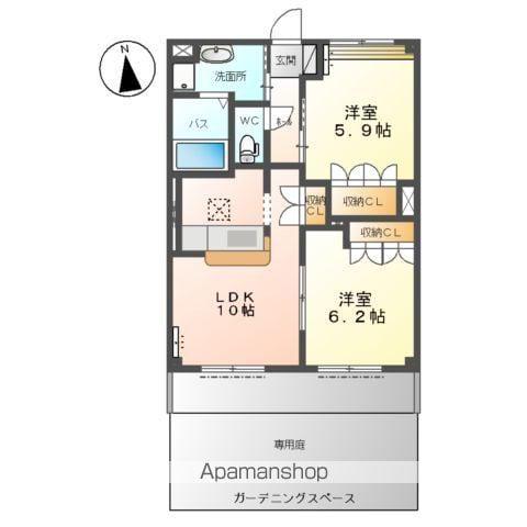 エバーエデンC(2LDK/1階)の間取り写真