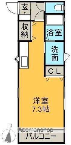 花ぽーとⅡ(ワンルーム/2階)の間取り写真