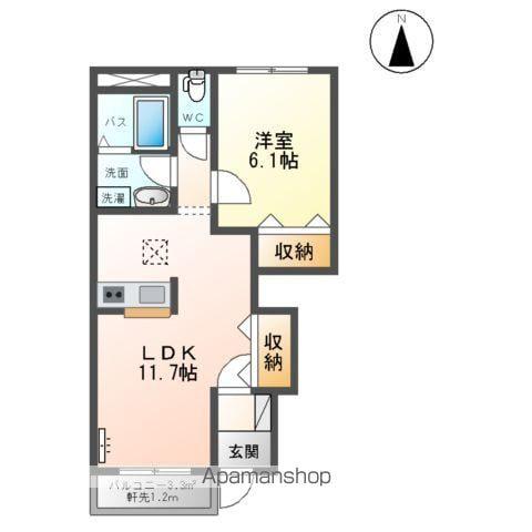 オレンジコート(1LDK/1階)の間取り写真