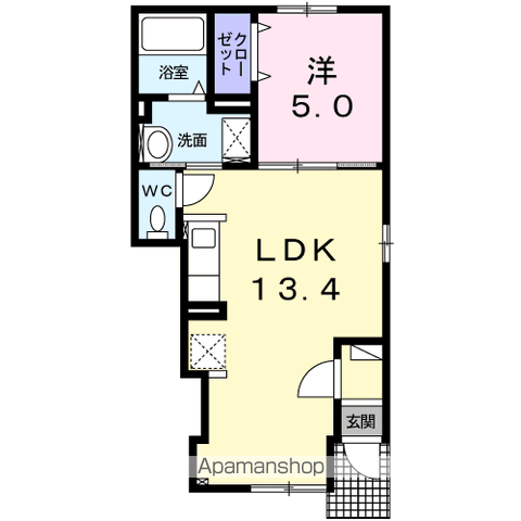 千歳線 苫小牧駅 徒歩14分 2階建 築7年(1LDK/1階)の間取り写真