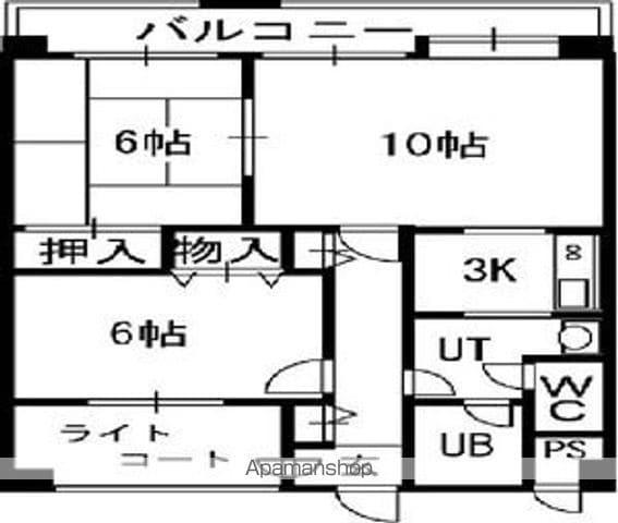 TOAマンション(2LDK/9階)の間取り写真