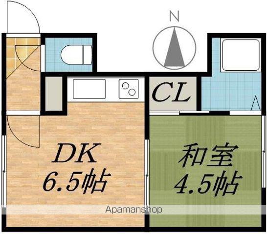 ノーサイド(1DK/2階)の間取り写真