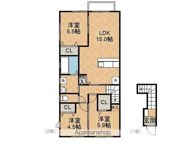 コンフォート下太田Ⅱ(3LDK/2階)の間取り写真