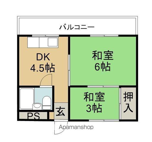 もと喜ハイツ(2K/2階)の間取り写真