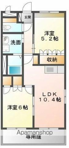 エクセルハイム岩ヶ下Ⅱ(2LDK/1階)の間取り写真