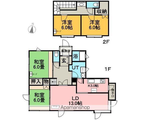 札幌市東西線 ひばりが丘駅(北海道) バス乗車時間:10分 雇用促進住宅入口バス停で下車 徒歩8分 2階建 築37年(4LDK/1階)の間取り写真