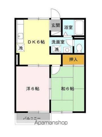 パークサイドハイツⅠ・Ⅱ(2DK/1階)の間取り写真