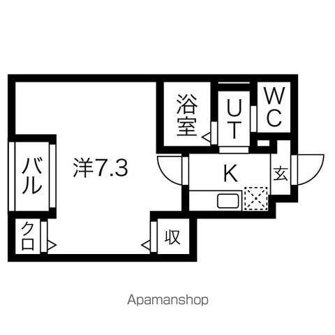 フェリス角五郎(1K/1階)の間取り写真
