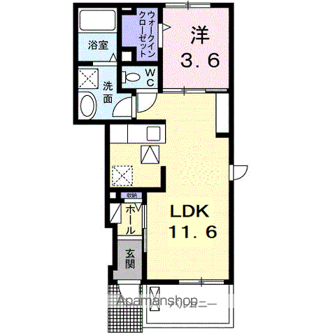 グラース メゾン中ノ町Ⅱ(1LDK/1階)の間取り写真